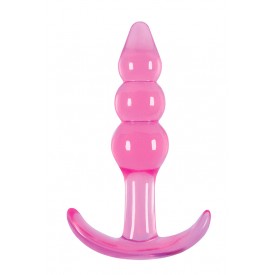 Розовая анальная пробка Jelly Rancher T-Plug Ripple - 10,9 см.