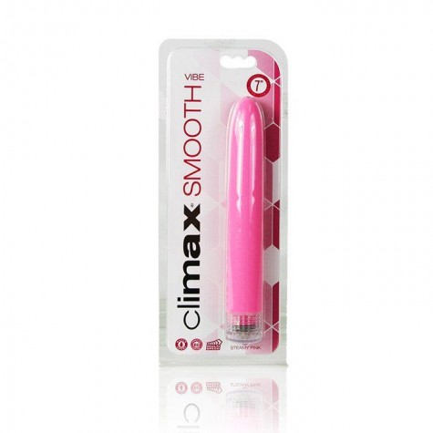 Розовый классический вибромассажер Climax Smooth - 15,2 см.