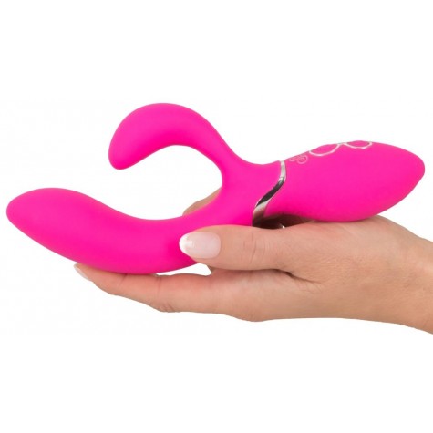 Ярко-розовый вибратор-кролик Bendable Rabbit Vibrator - 19,8 см.